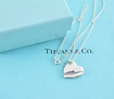 Tiffany&Co. Heart Necklace Accessory Silver925 8.8g Used Auth W/Box 2743 • $261.56