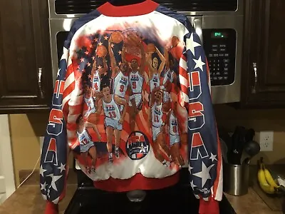 Chalk Line Dream Team Satin Jacket Large Vintage USA Olympics Jordan Bird Magic • $699