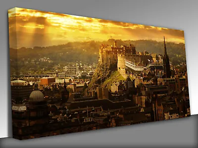 Edinburgh CASTLE Panoramic Canvas Wall Art Picture Print • £39