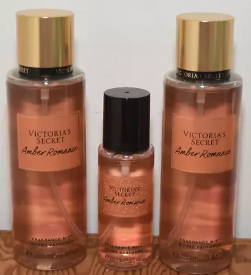 3 New Victoria's Secret Amber Romance Fragrance Body Mist 8.4 2.5 Lot • $29.99