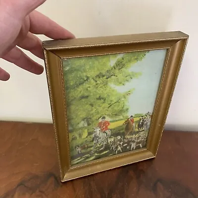 Antique Vintage Framed Glazed Original Painting Horse Fox Hunting Scene￼ • £32