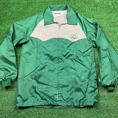 Vintage 80's Swingster Embroidered Jacket Green Size Medium Made In USA • $32