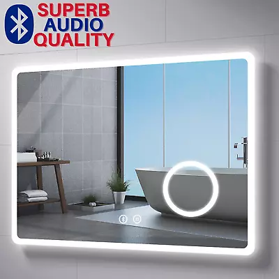 EMKE Bluetooth LED Bathroom Mirror With Shaver Socket 3x Magnifying 800 X 600 Mm • £135.99