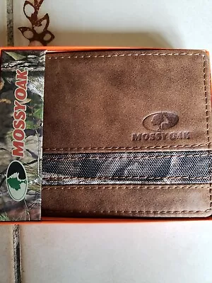 Mossy Oak Brown Suede Leather Bifold Mens Wallet New In Box • $22.90