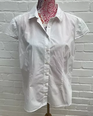 Jaeger White Cotton Blouse UK 16 Formal Business Boxy  • £16.99