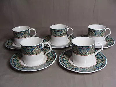 5 MIKASA Bone China Cups & 5 Saucers In The San Marcos (Mosaic) Pattern • $40