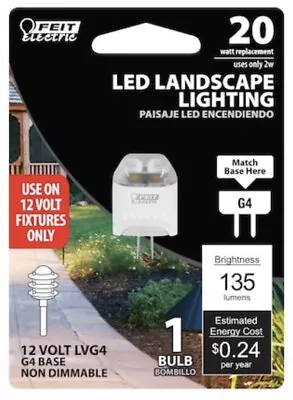 1 Feit Electric LED 20 Watt 12 Volt 135 Lumens G4 Base Landscape Light Bulb • $11.99