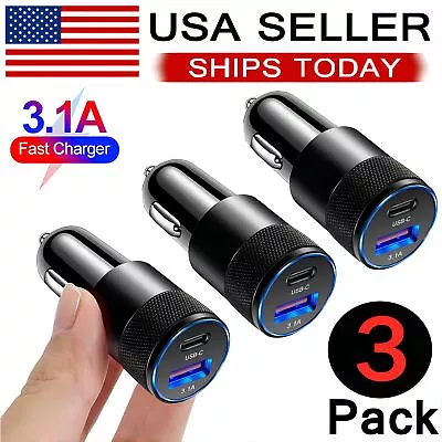 3Pack 2 Port PD USB-C Fast Charging Car Charger Adapter For IPhone For Samsung • $10.99