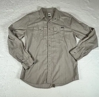 Volcom Workwear Shirt Mens Large Gray Pearl Snap Long Sleeve Outdoor • $16.99