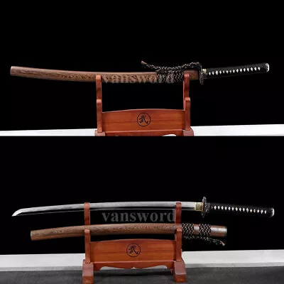 Japanese Katana Samurai Sword Folded Steel Clay Tempered Full Tang Battle Ready. • $449.10