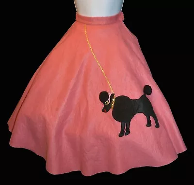 True Vintage Pink Felt Child's Girls Googly Eye 1950s Style Costume Poodle Skirt • $29.96