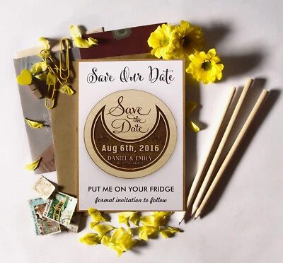 $81.39 • Buy 20 Personalized Wedding Magnets Rustic Wedding Save The Date Cards-zBT