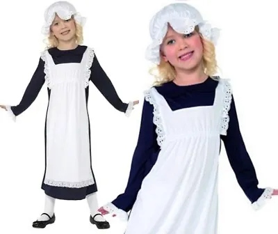 £11.99 • Buy Childrens Victorian Maid Girl Fancy Dress Costume Childs Girls Outfit By Smiffys