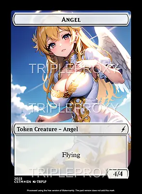 MTG Token Custom Anime Waifu Angel 4/4 White - Custom Token By TRPLP • $4.99