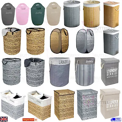 Washing Dirty Clothes Laundry Basket Canvas Baby Toy Hamper Bin Storage Bag Box • £6.95