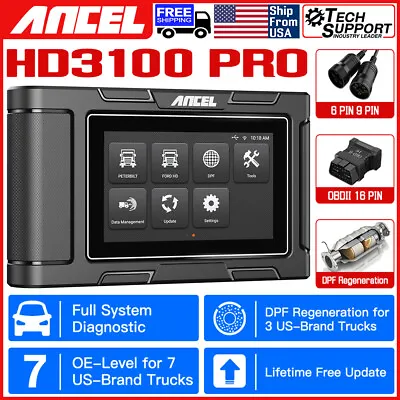 Ancel HD3100 PRO Heavy Duty Truck Diagnostic Scanner DPF Regen Full System Tool  • $374.99