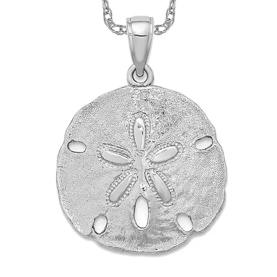 14K White Gold Sand Dollar Sea Star Starfish Necklace Charm Pendant Chain 20 ... • $729