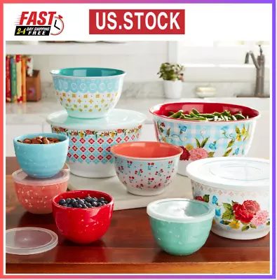 The Pioneer Woman Melamine Mixing Bowl Set With Lids 18 Piece Set Sweet Rose • $18.88