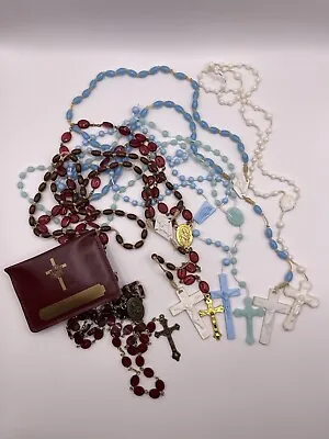 Vintage Rosary Beads Plastic Colorful Lot Of 7 • $19