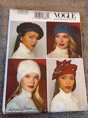 Vogue Accessories Pattern V9235 ~ Misses' (4) Styles Unlined Hats ~ Sz XS- L • $5.25