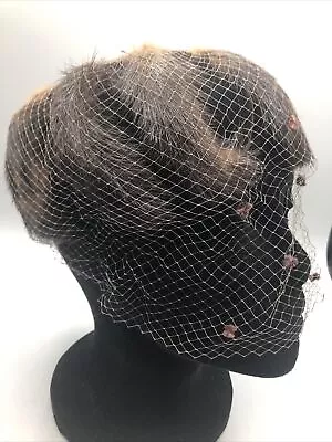 Vintage Brown Mink Pillbox Crown  Hat Tulle Netting Theater Prop Costume • $34.99
