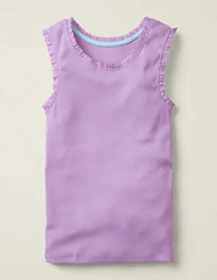 MINI BODEN GIRLS SOFT RIBBED COTTON FRILL VEST TOP NEW (ref 810) • £5.95
