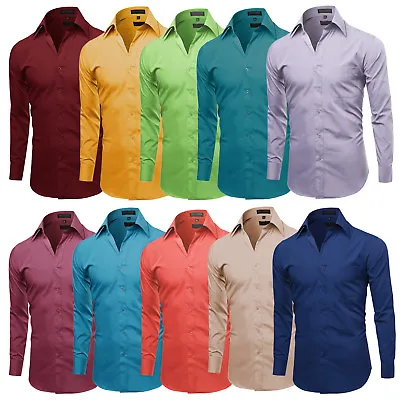 Men's Long Sleeve Classic Fit Premium Button Down Premium Dress Shirt • $26.20