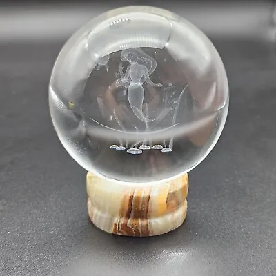 3D Laser Engraved MERMAID ARIEL? Crystal Ball Glass Sphere Globe Marble Display • $39.99
