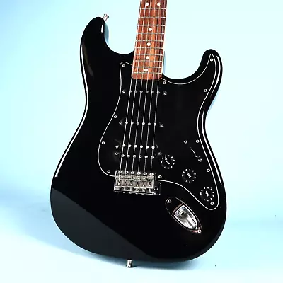 2002 Fender Stratocaster Fat Strat Deluxe Black MIM Guitar 70's Big Headstock • $695