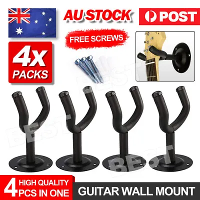$14.95 • Buy 4x Wall Hangers Foam Padded Hook Mount Holder For Electric Acoustic Bass Guitar