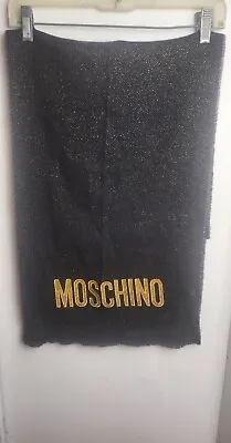 Moschino  Large Scarf Cashmere  Blend Black Logo • $45.99