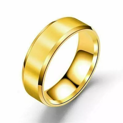 8mm Men Women Couple Titanium Steel Finger Fashion Wedding Engagement Rings • £3.89