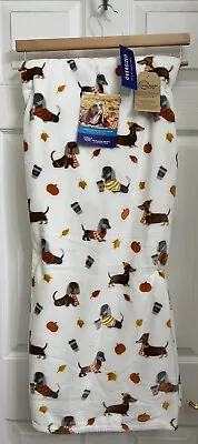 Dachshunds In Sweaters/Fall Leaves/Pumpkins Soft Oversized Throw Blanket. NWT. • $35