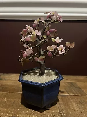 Vintage Jade Stone Bonsai Flower Tree • $18