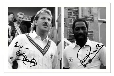 £2.49 • Buy IAN BOTHAM & VIV RICHARDS Signed Autograph Cricket Signature Photo Gift SOMERSET