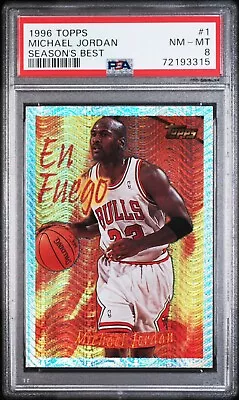 Michael Jordan Psa 8 1996 Topps #1 Season’s Best En Fuego Bulls • $51.01