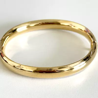 Vintage Gold Tone Plain Shiny Ladies Hinged Bangle Bracelet 7  • $24.99