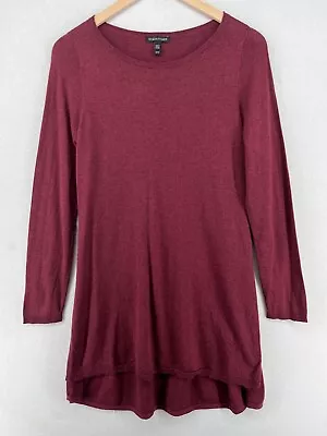 EILEEN FISHER Dress M Merino Wool Tencel Cotton Tunic Sweater Long Sleeve Red • $49.99