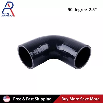 Silicone Hose Elbow Coupler Joiner Pipe 2.5  To 2.5  90° Degree Leg 102mm Black • $10.39