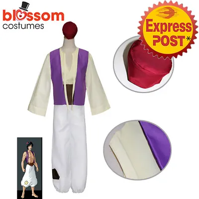 K470 Mens Aladdin Arabian Prince Jasmine Genie Cosplay Anime Shiek Arab Costume • $30.21