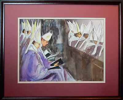 Modernist Watercolor Painting ~ Bishops’ Mass By Shidler • $74