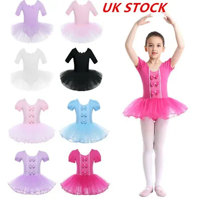 £11.74 • Buy UK Kids Girls Short Sleeve Ballet Dance Tutu Dress Ballerina Gymnastics Leotard 