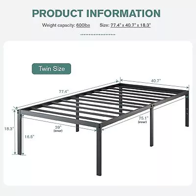 17 Inch Bed Frame Metal Platform Twin/Full/Queen/King Size Steel Slats Support • $70.99