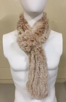 Rabbit Fur Scarf - 30x6 - Pull Through Style - Beige • $23