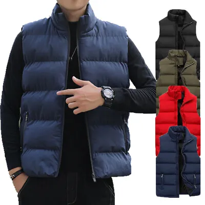 Mens Puffer Vest Jacket Bubble Coat Quilted Padded Outwear Winter Light Weight * • $15.76