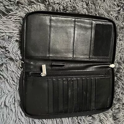 Brookstone Black Leather Coat Pocket Zipper Wallet • $13.99