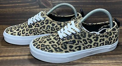 Vans Leopard Print Womens Size 8.5 Mens Size 7 Shoes Brown Black Athletic Sneak • $39.99