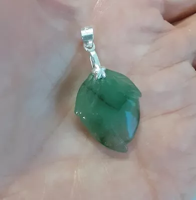 $33.99 • Buy Vintage Jadeite Jade Carved Peach Pendant 925 Sterling Silver 18*35mm