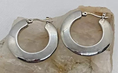 Vintage 925 N Hoop Earrings 1''  Hollow Hoop Sterling 925 Silver 4.4g • $14.99