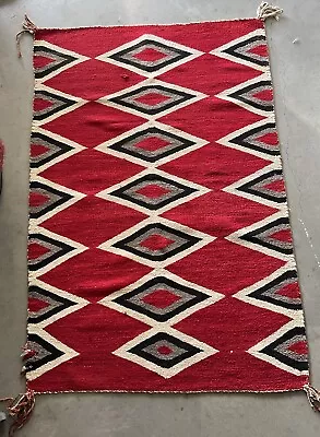 Vintage Native American Indian Wool Rug - 42”x64.5” • $669